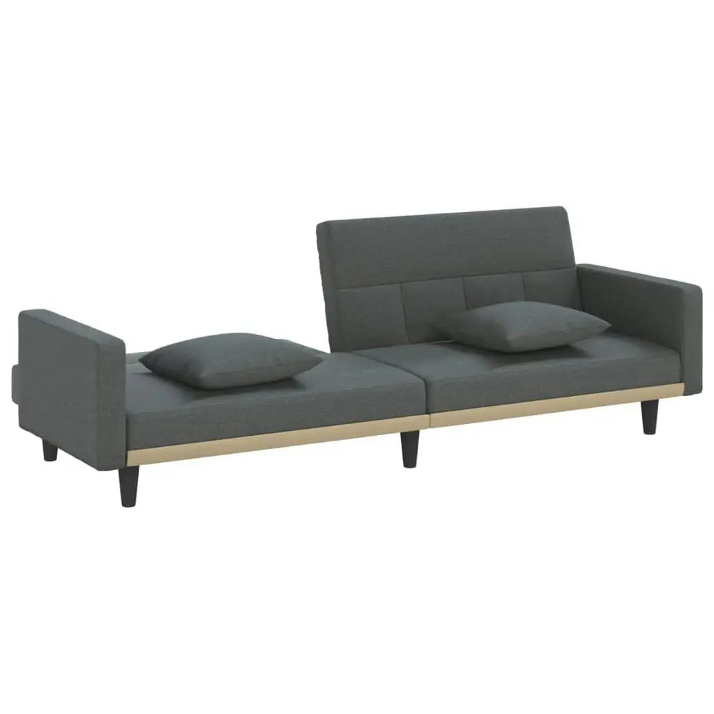 Sofa Bed with Cushions Dark Grey Fabric 351876