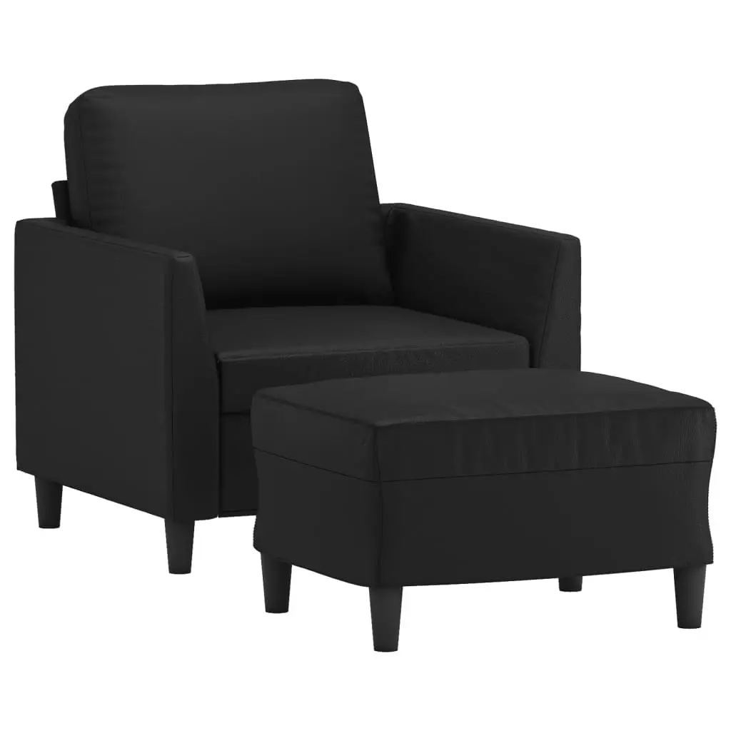 Sofa Chair with Footstool Black 60 cm Faux Leather 3201117