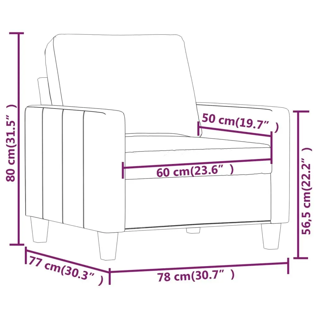 Sofa Chair Cappuccino 60 cm Faux Leather 359131