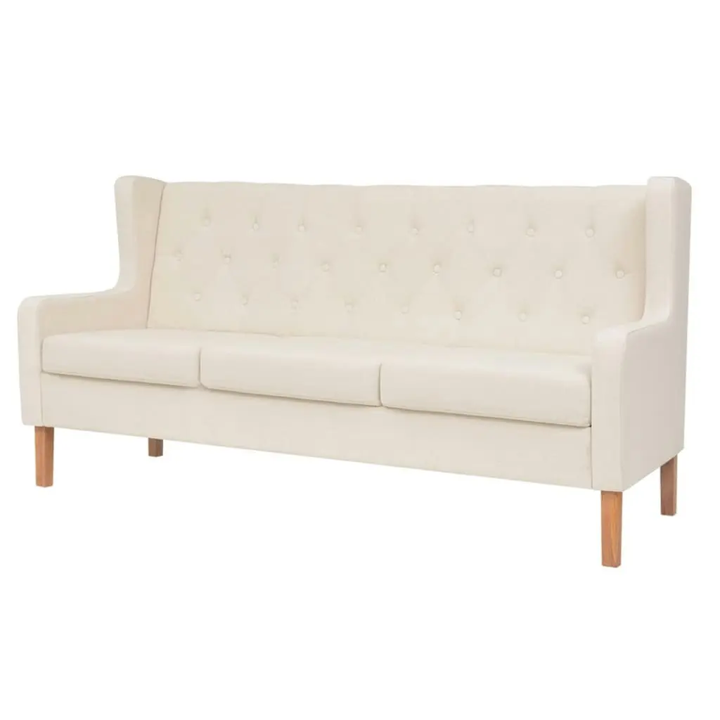 Sofa Set 3 Pieces Fabric Cream White 274931