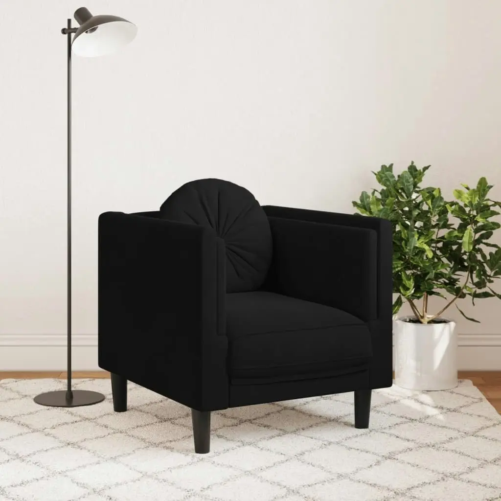 Sofa Chair with Cushion Black Velvet 372627