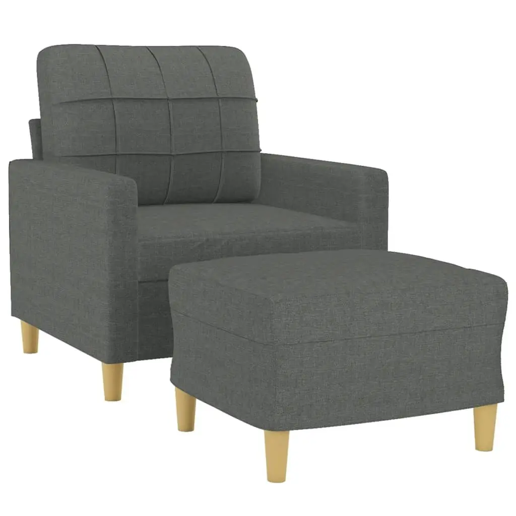 Sofa Chair with Footstool Dark Grey 60 cm Fabric 3200994