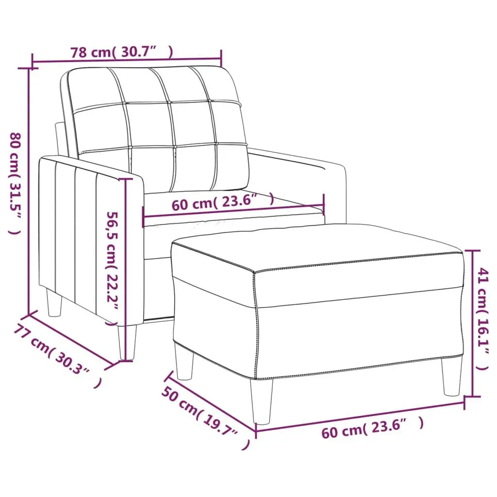 Sofa Chair with Footstool Dark Grey 60 cm Fabric 3200994