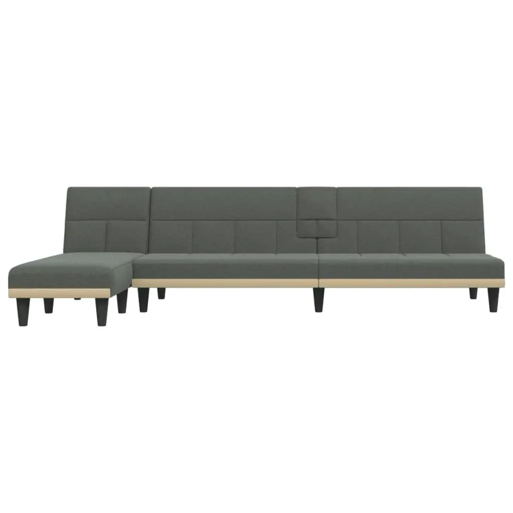 L-shaped Sofa Bed Dark Grey 255x140x70 cm Fabric 3157227