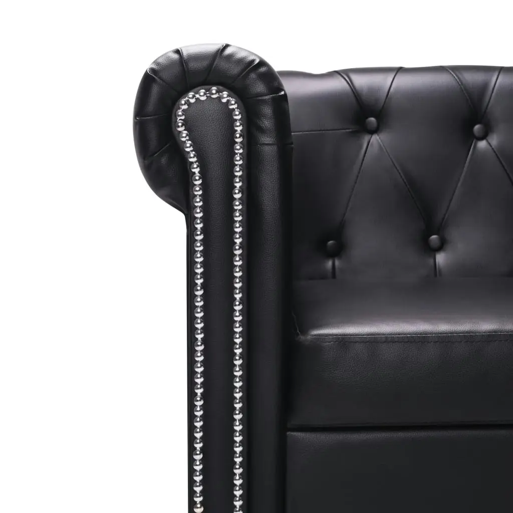 L-shaped Chesterfield Sofa Artificial Leather Black 275224