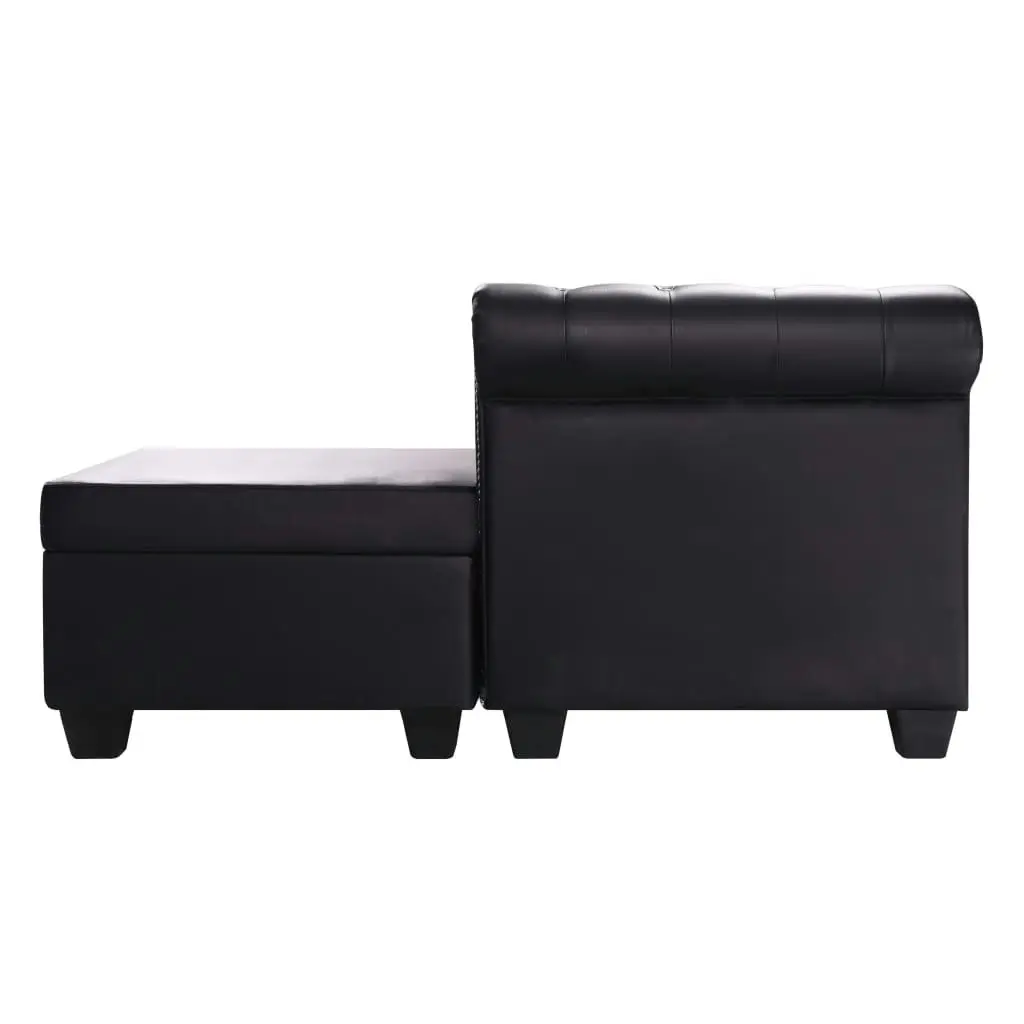 L-shaped Chesterfield Sofa Artificial Leather Black 275224