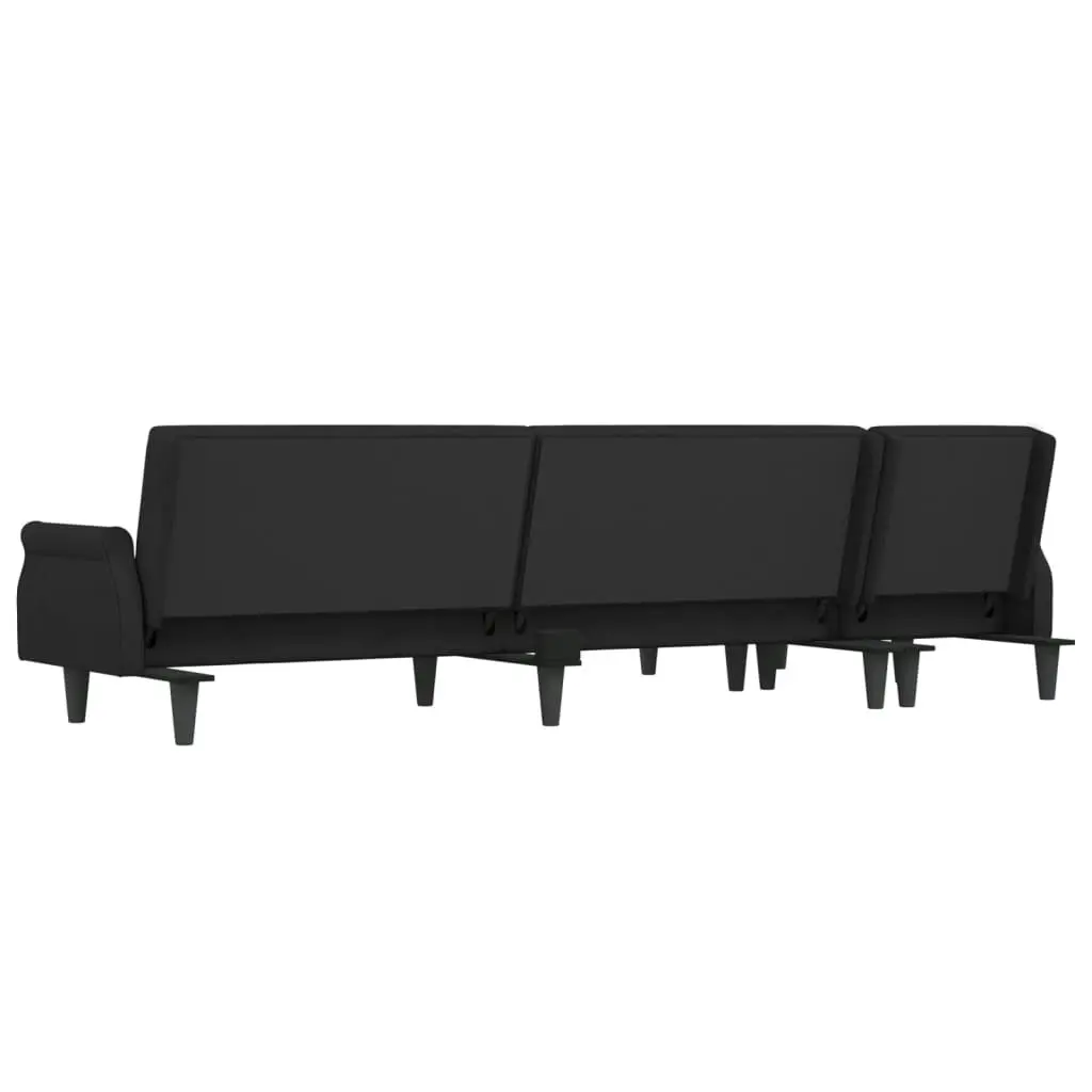 L-shaped Sofa Bed Black 271x140x70 cm Velvet 3157279