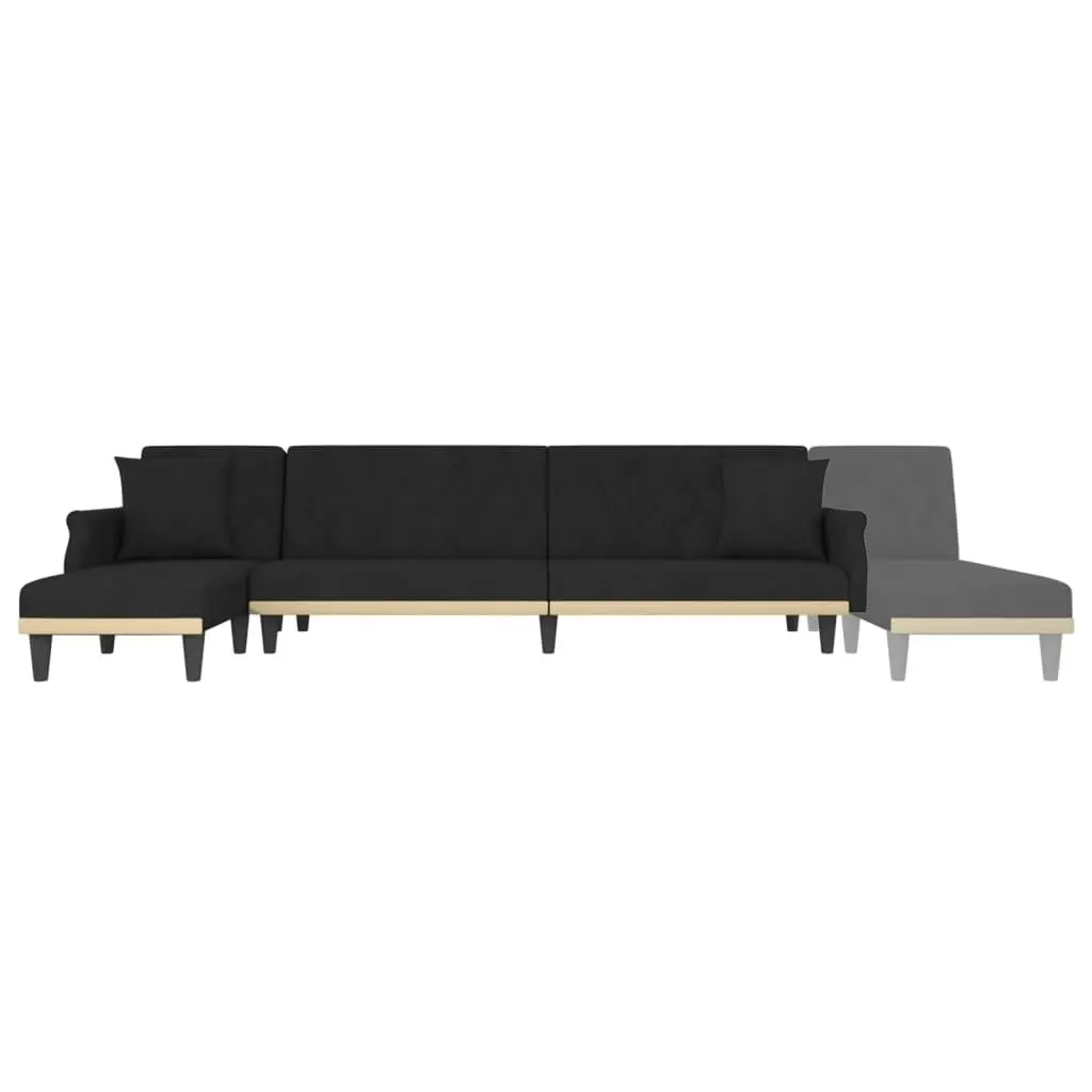 L-shaped Sofa Bed Black 271x140x70 cm Velvet 3157279