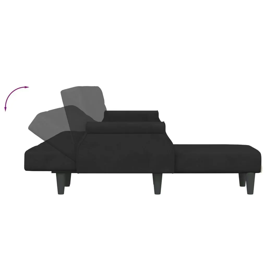 L-shaped Sofa Bed Black 271x140x70 cm Velvet 3157279