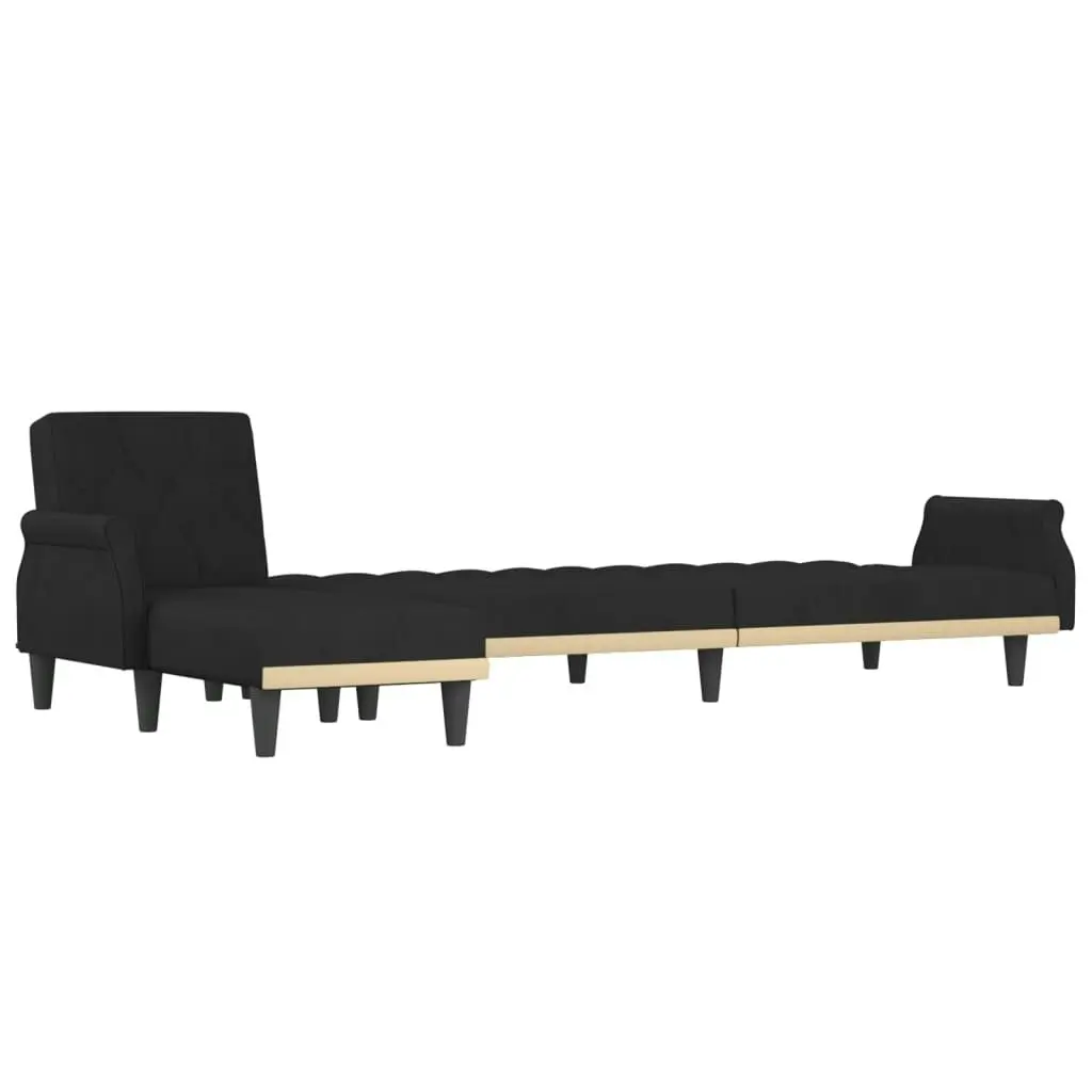 L-shaped Sofa Bed Black 271x140x70 cm Velvet 3157279