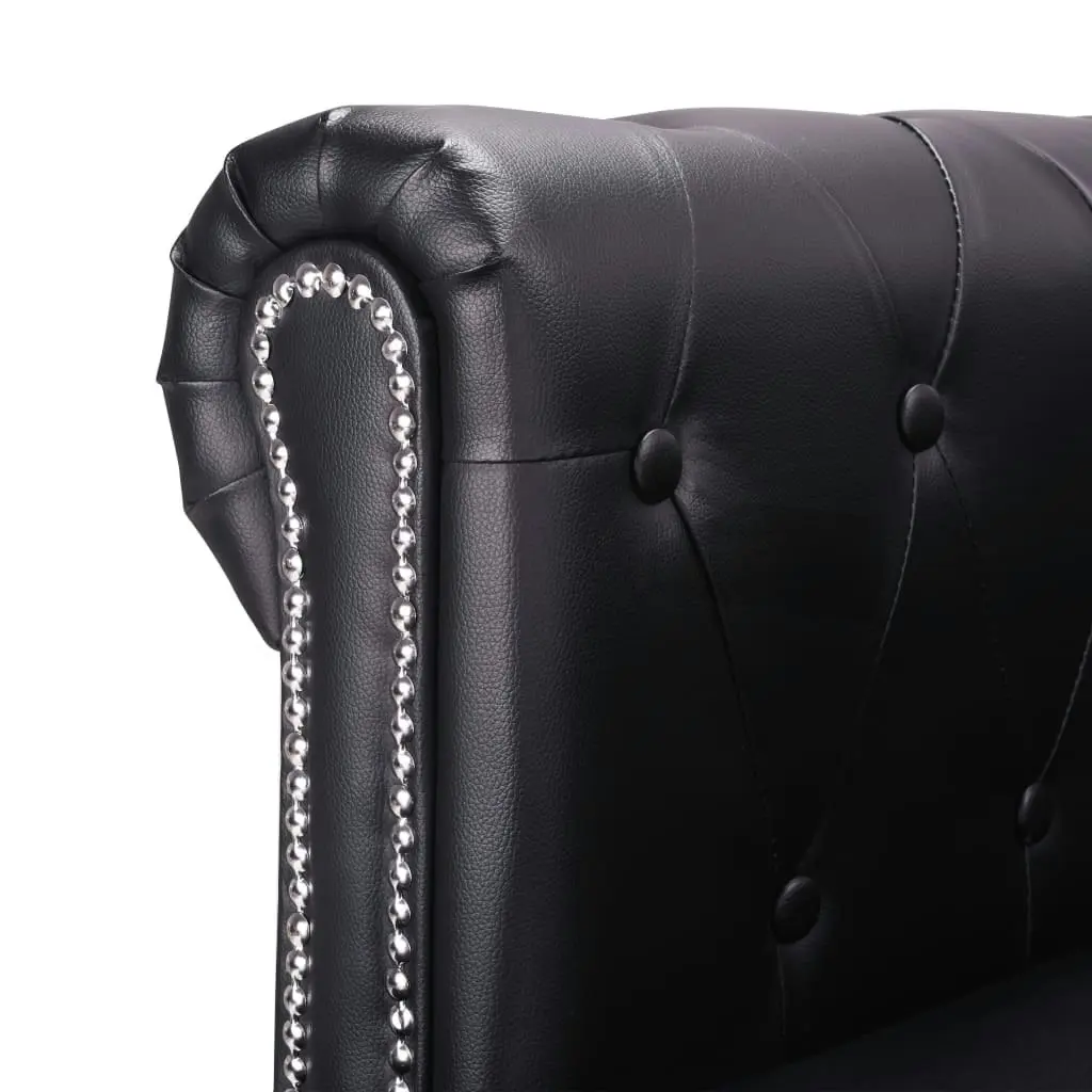 L-shaped Chesterfield Sofa Artificial Leather Black 245536