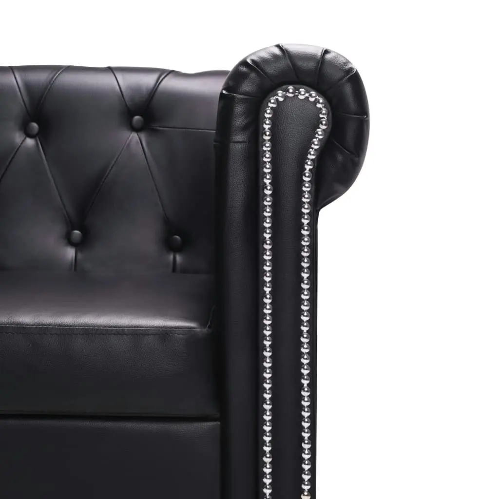 L-shaped Chesterfield Sofa Artificial Leather Black 245536