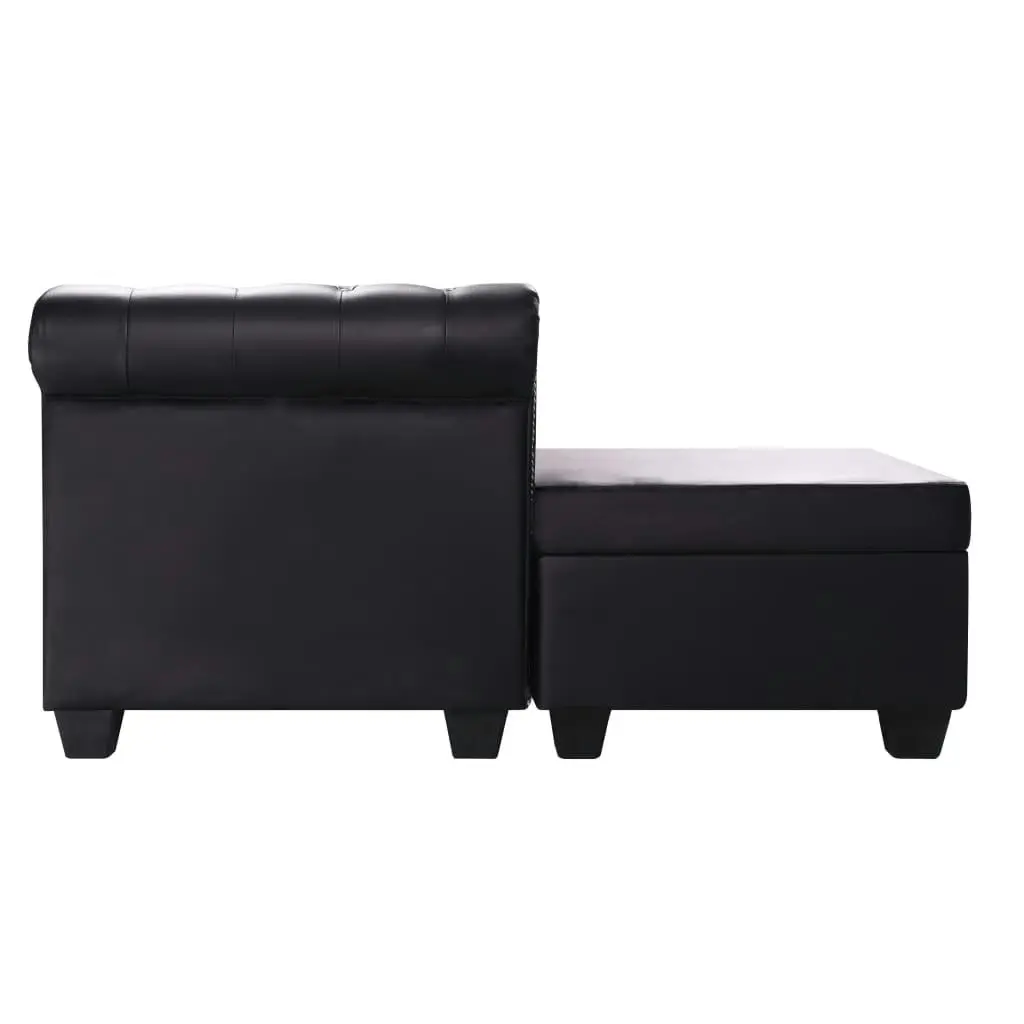 L-shaped Chesterfield Sofa Artificial Leather Black 245536