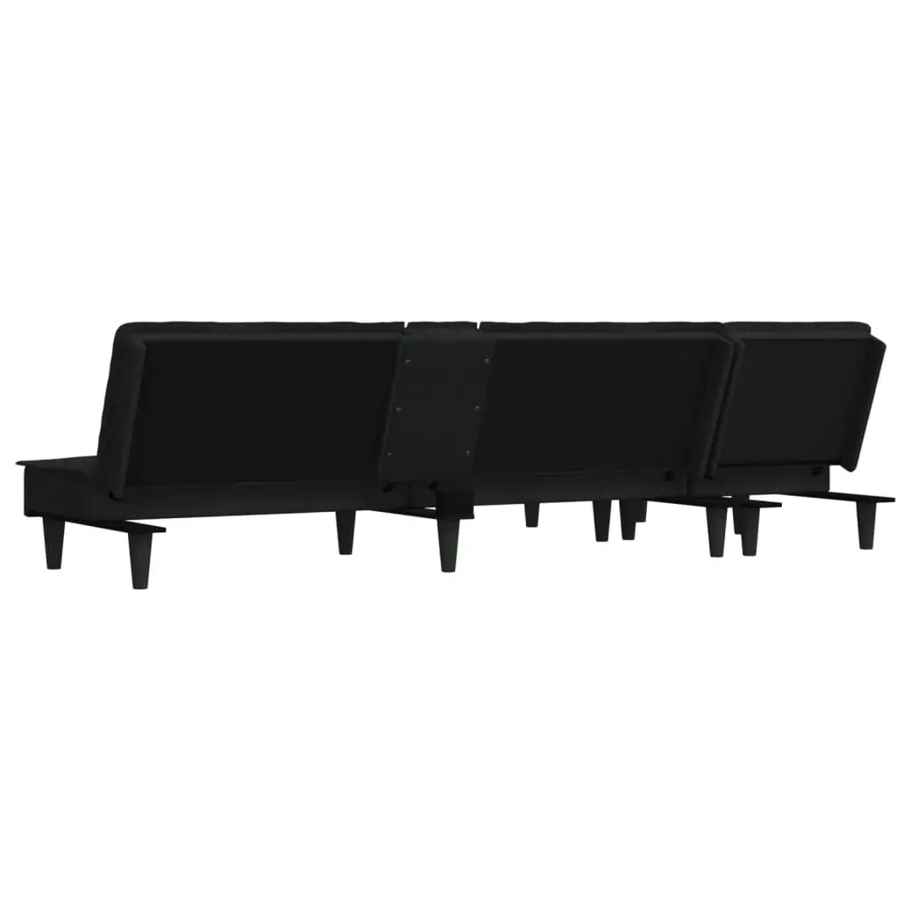 L-shaped Sofa Black 255x140x70 cm Velvet 3157263