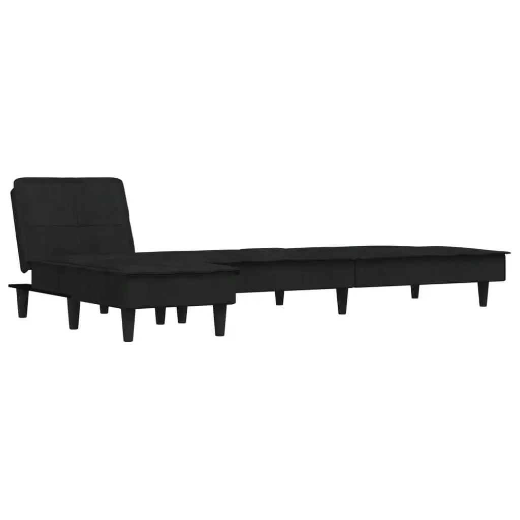 L-shaped Sofa Black 255x140x70 cm Velvet 3157263