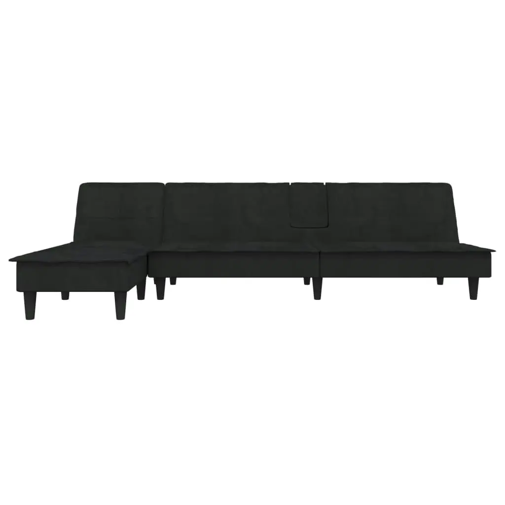 L-shaped Sofa Black 255x140x70 cm Velvet 3157263