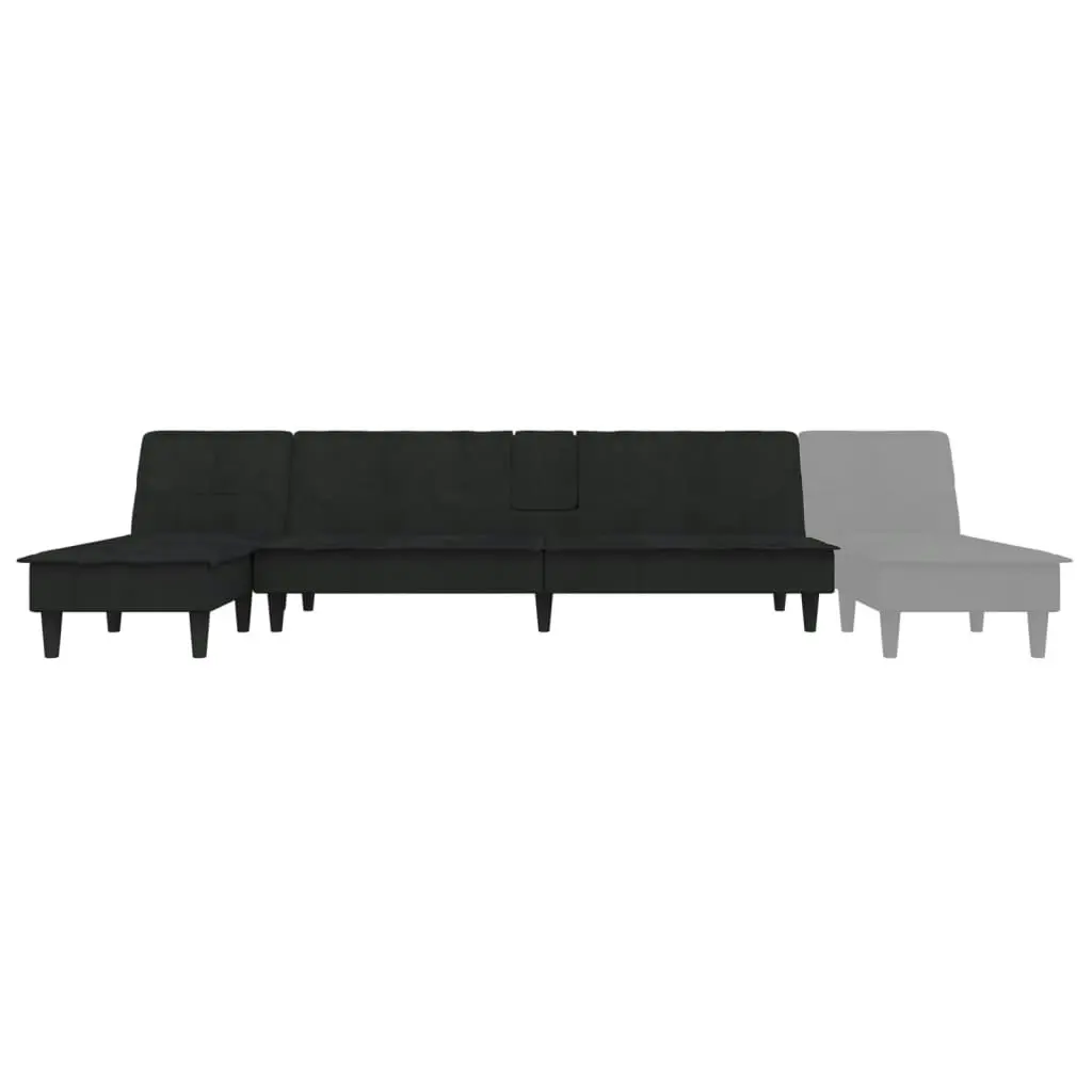 L-shaped Sofa Black 255x140x70 cm Velvet 3157263