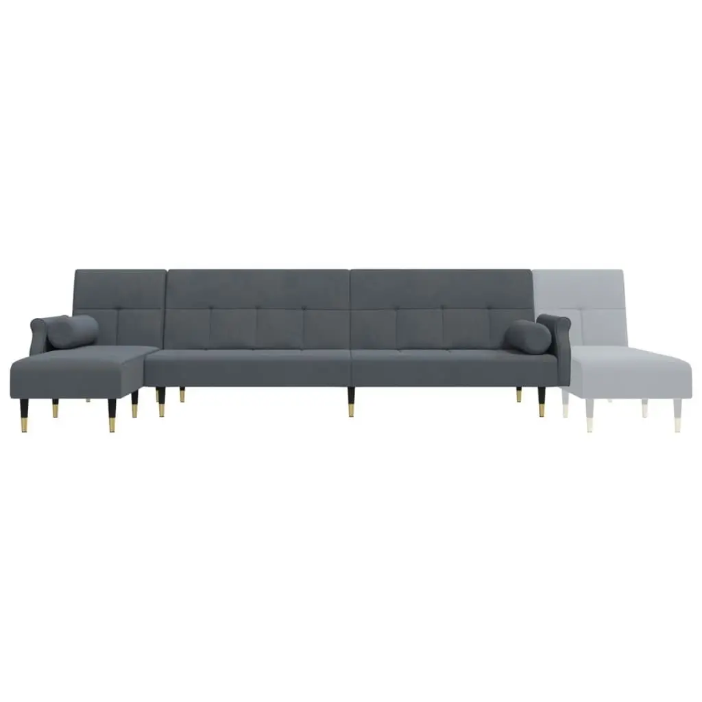 L-shaped Sofa Bed Dark Grey 271x140x70 cm Velvet 3157222