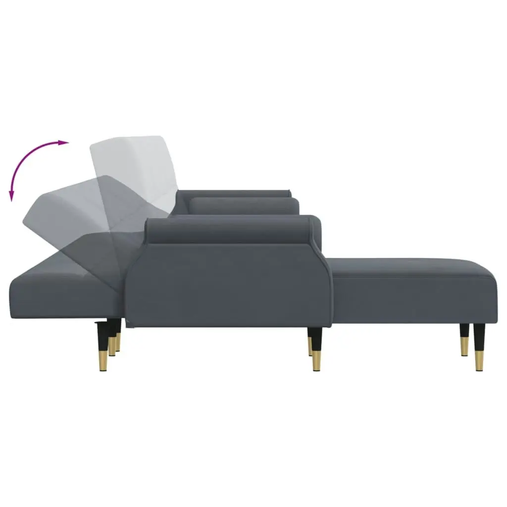 L-shaped Sofa Bed Dark Grey 271x140x70 cm Velvet 3157222