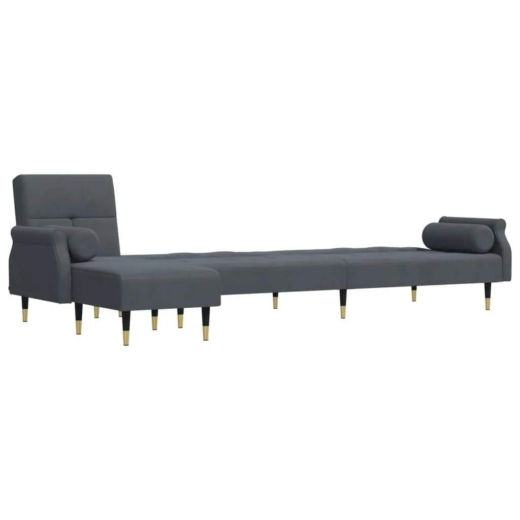 L-shaped Sofa Bed Dark Grey 271x140x70 cm Velvet 3157222