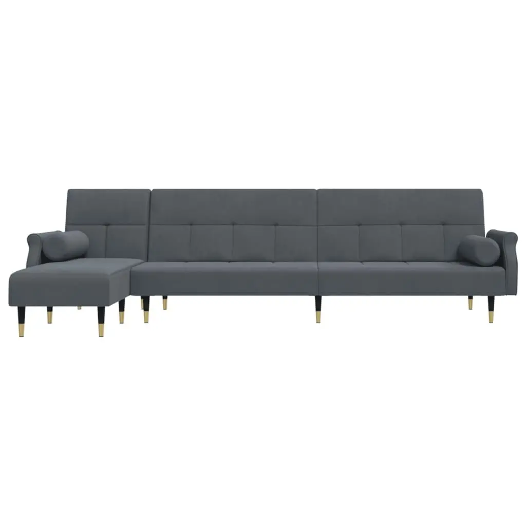 L-shaped Sofa Bed Dark Grey 271x140x70 cm Velvet 3157222