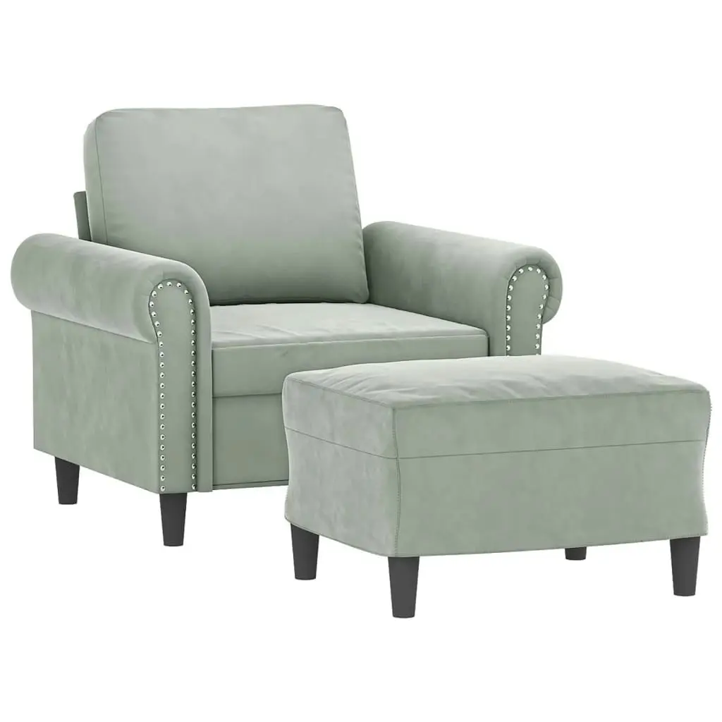 Sofa Chair with Footstool Light Grey 60 cm Velvet 3201205