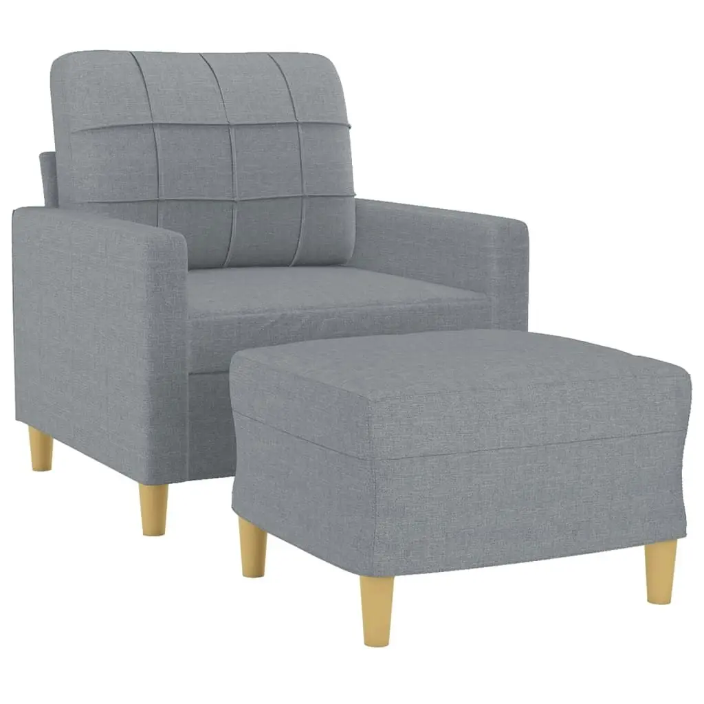 Sofa Chair with Footstool Light Grey 60 cm Fabric 3200993