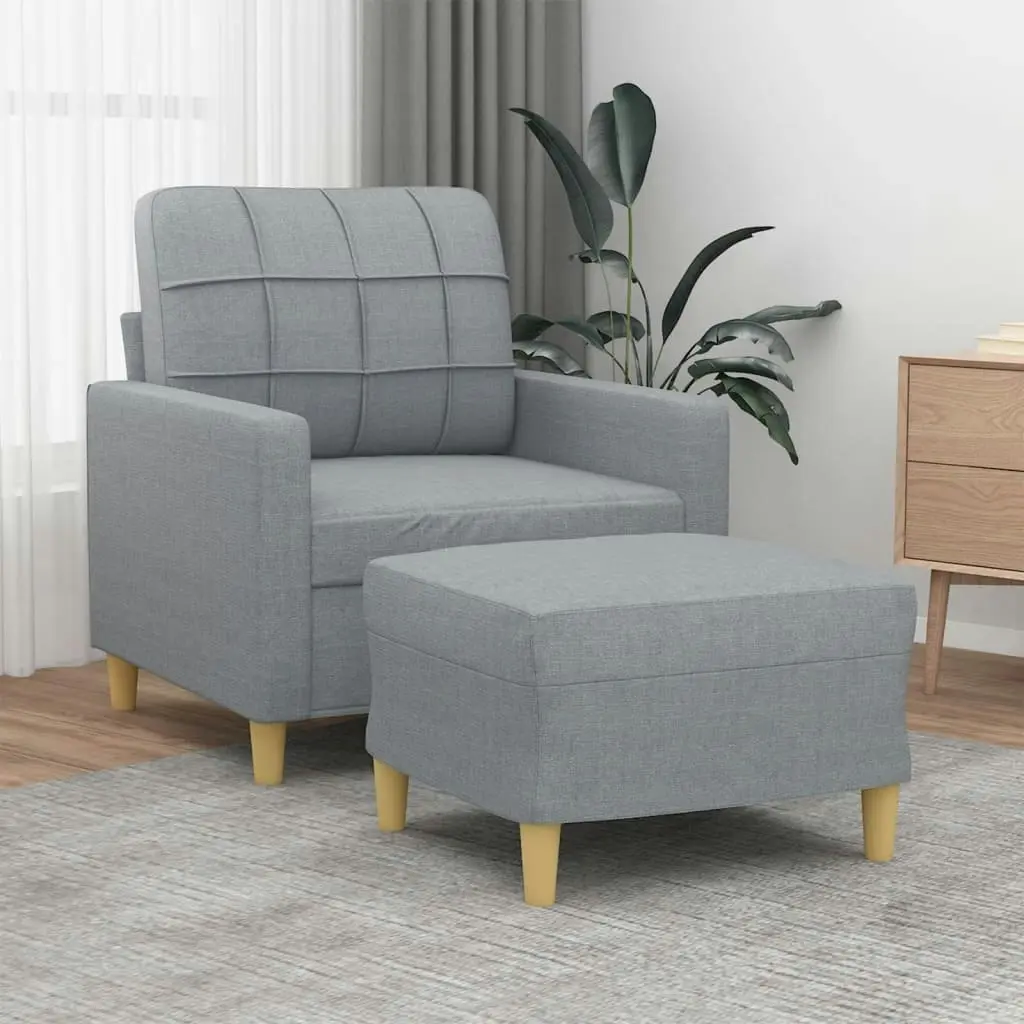 Sofa Chair with Footstool Light Grey 60 cm Fabric 3200993