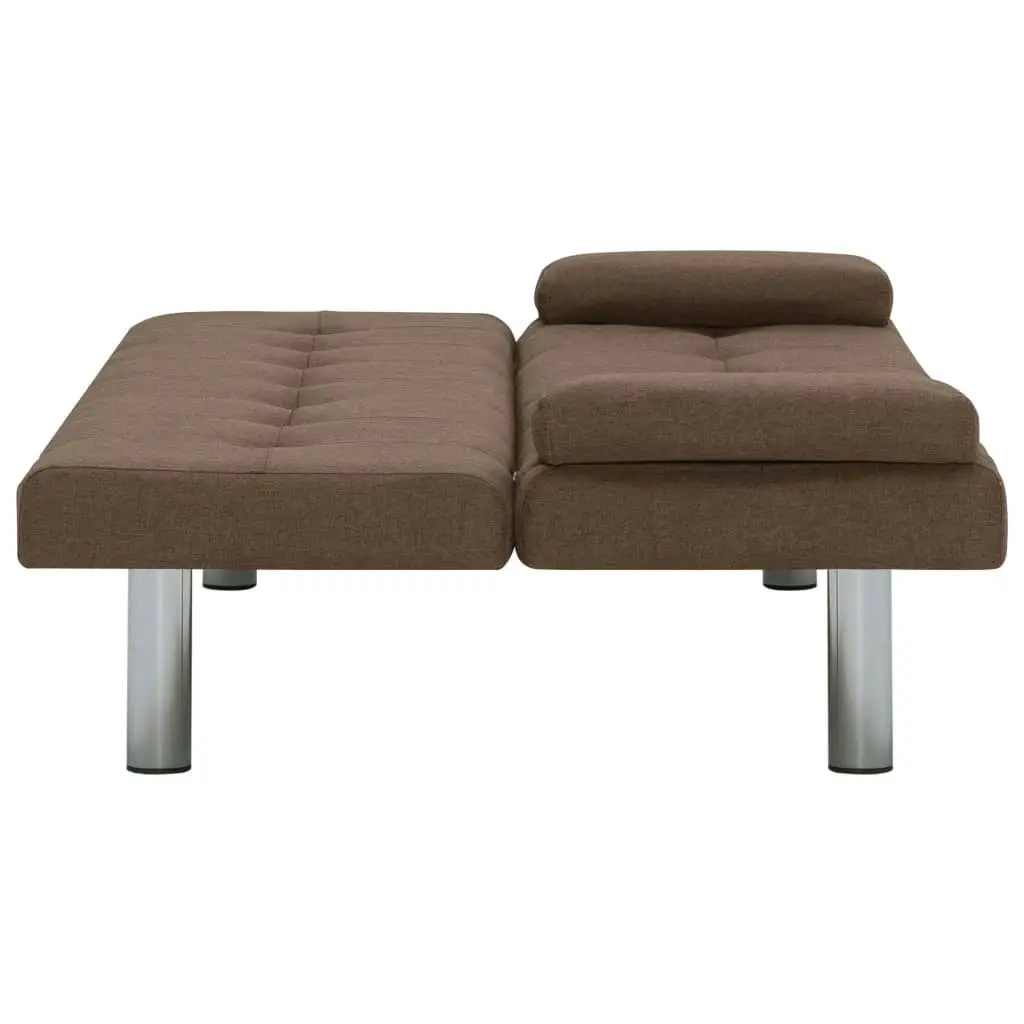 Sofa Bed with Two Pillows Brown Polyester 282186