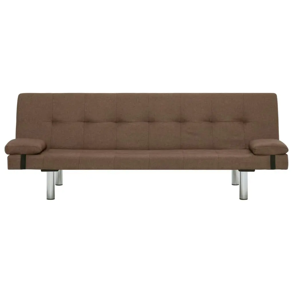 Sofa Bed with Two Pillows Brown Polyester 282186