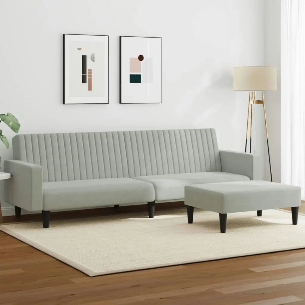 2 Piece Sofa Set Light Grey Velvet 3216280