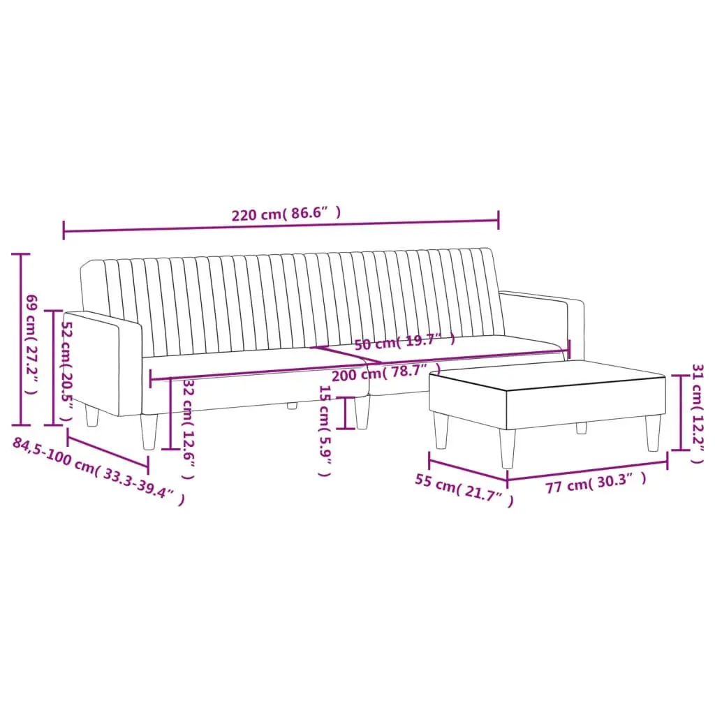 2 Piece Sofa Set Light Grey Velvet 3216280