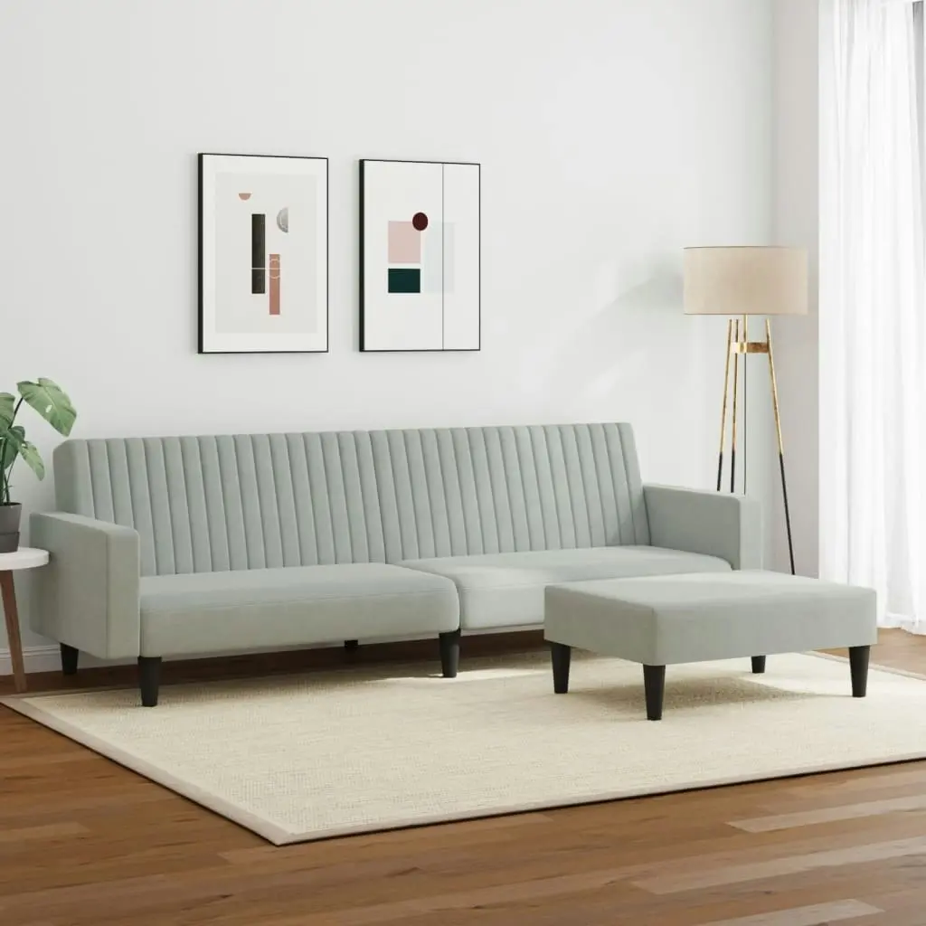 2 Piece Sofa Set Light Grey Velvet 3216280