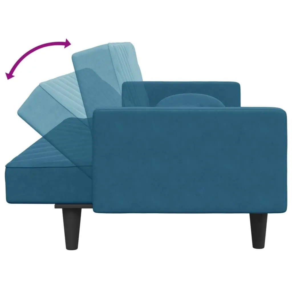 2 Piece Sofa Set with Pillows Blue Velvet 3216267