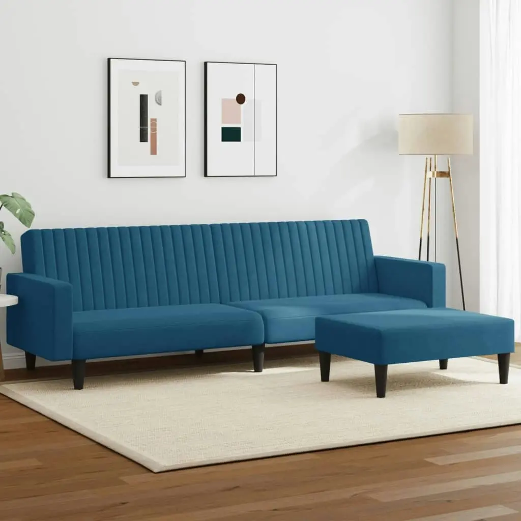 2 Piece Sofa Set Blue Velvet 3216279