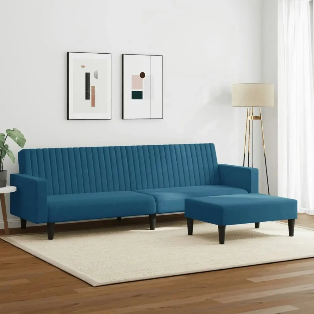 2 Piece Sofa Set Blue Velvet 3216279