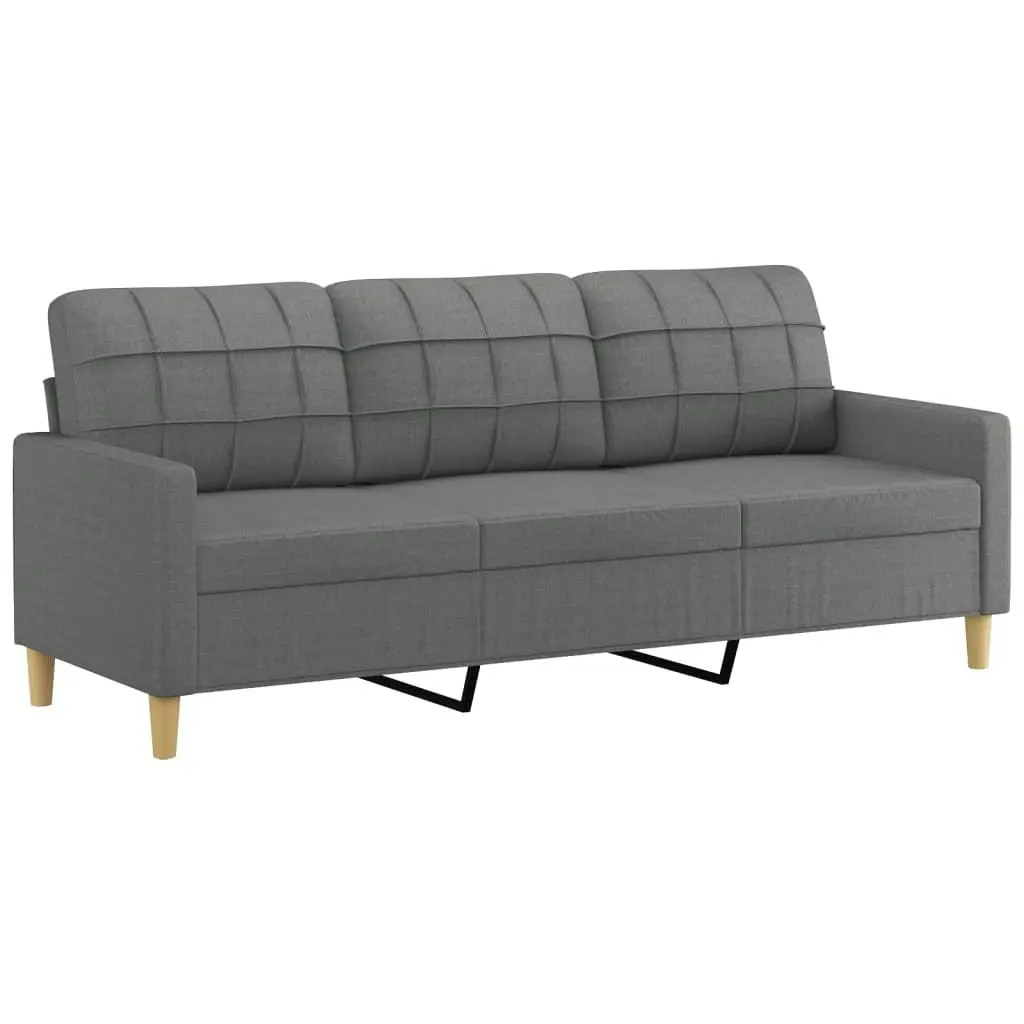 2 Piece Sofa Set with Cushions Dark Grey Fabric 3201307