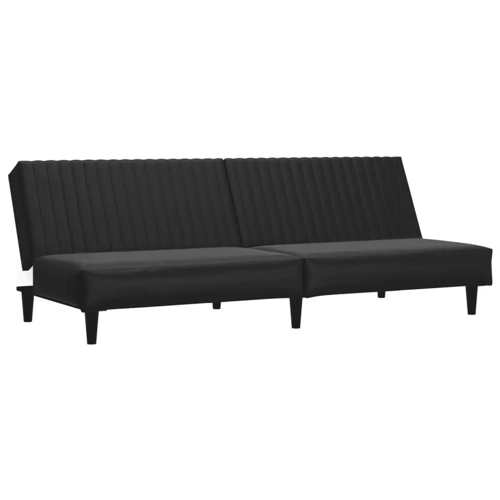 2 Piece Sofa Set Black Faux Leather 3216285