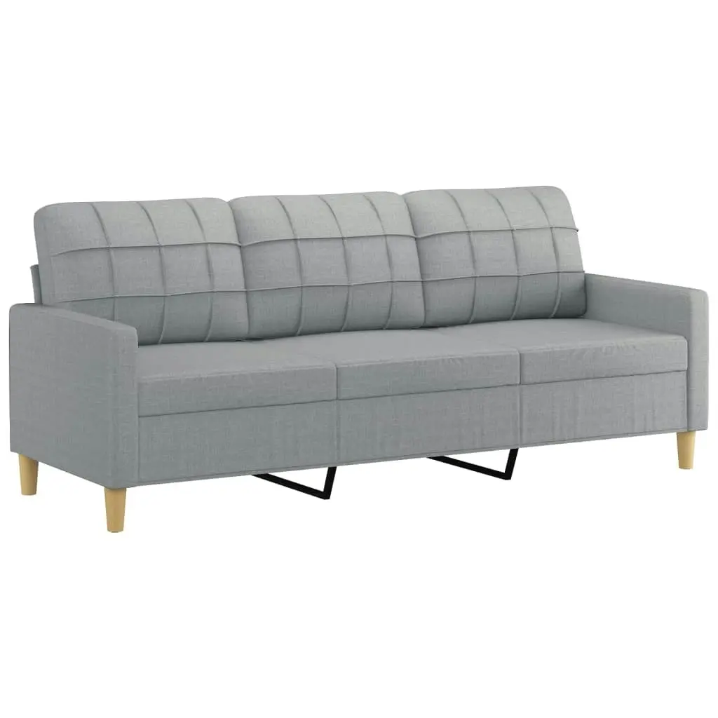 2 Piece Sofa Set with Cushions Light Grey Fabric 3201306