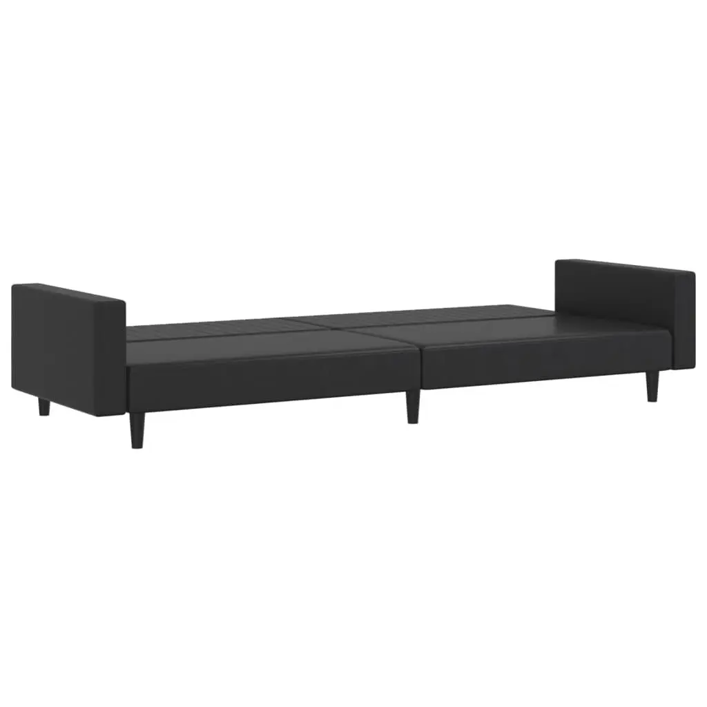 2 Piece Sofa Set Black Faux Leather 3216288