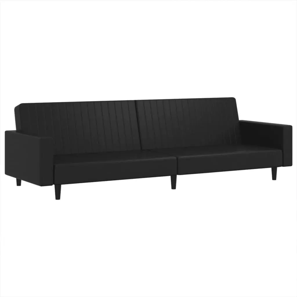 2 Piece Sofa Set Black Faux Leather 3216288