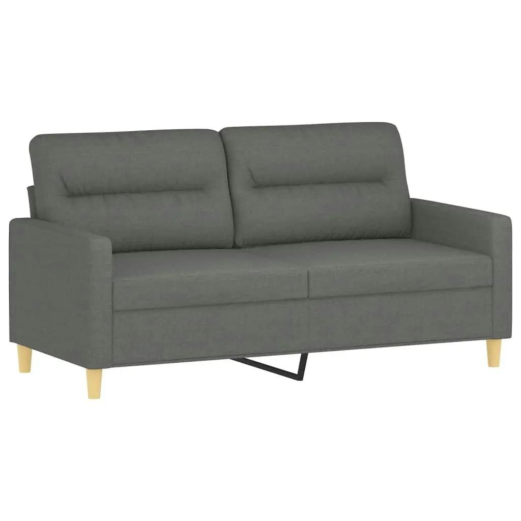 2 Piece Sofa Set with Pillows Dark Grey Fabric 3201585