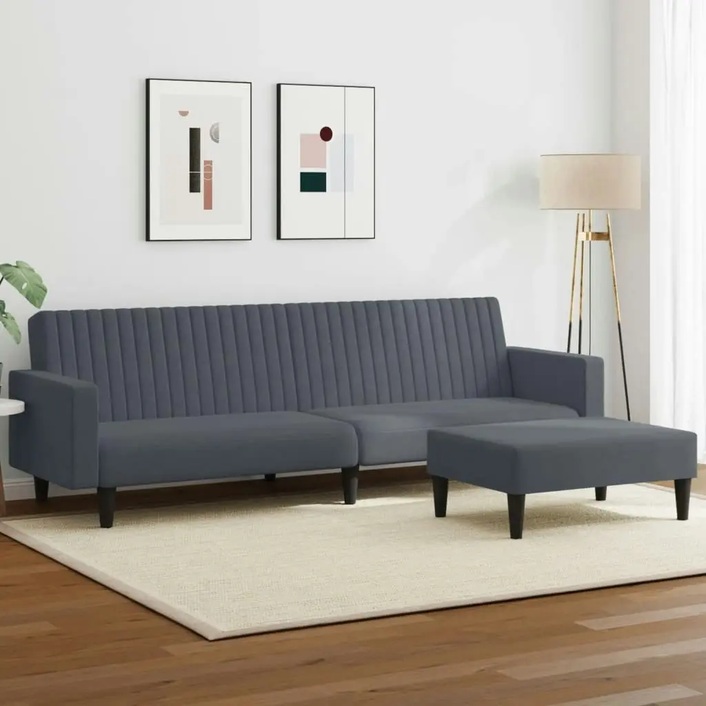 2 Piece Sofa Set Dark Grey Velvet 3216281