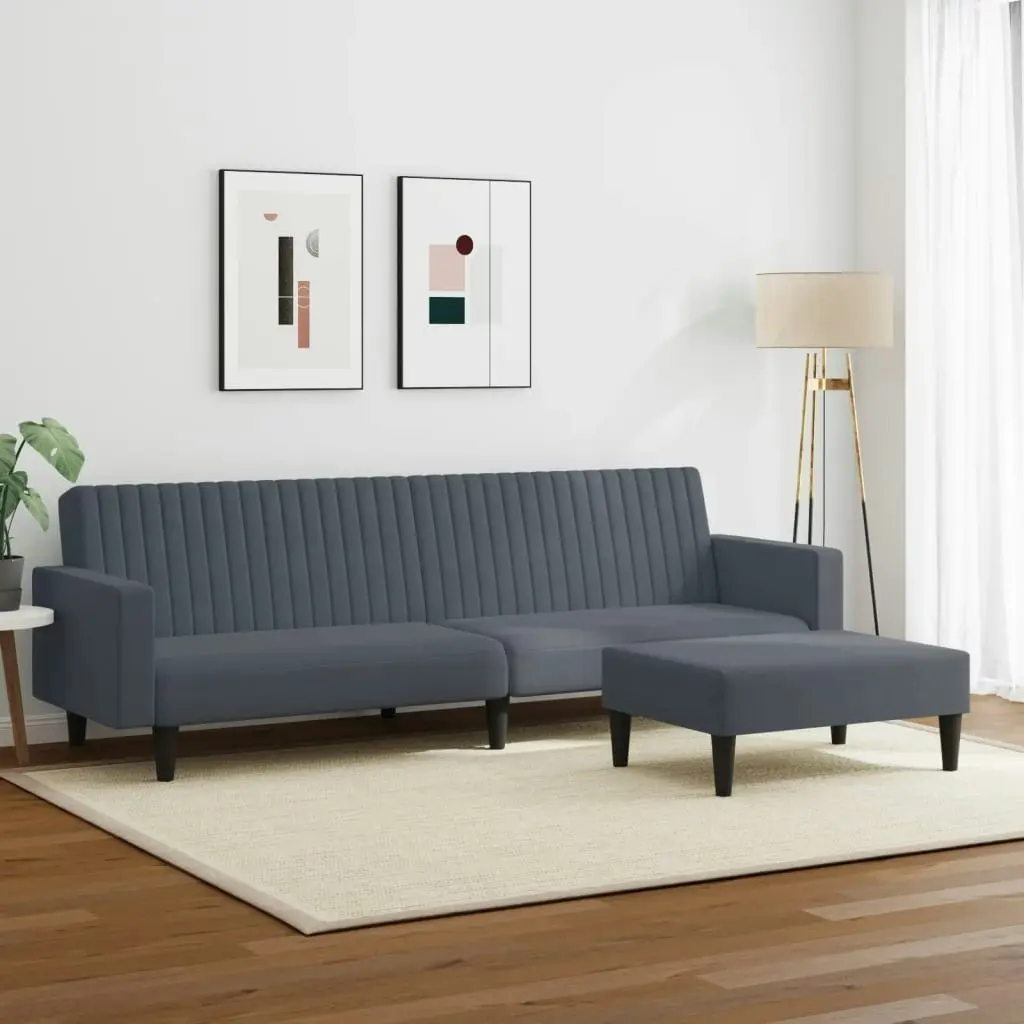 2 Piece Sofa Set Dark Grey Velvet 3216281