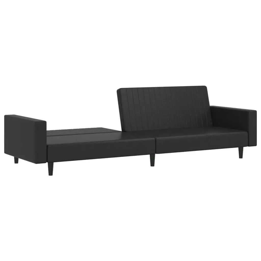 2-Seater Sofa Bed Black Faux Leather 375951