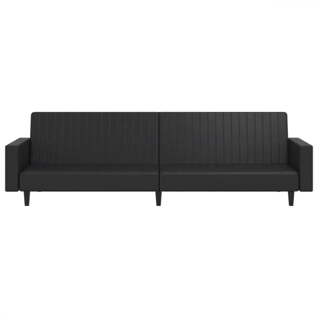 2-Seater Sofa Bed Black Faux Leather 375951