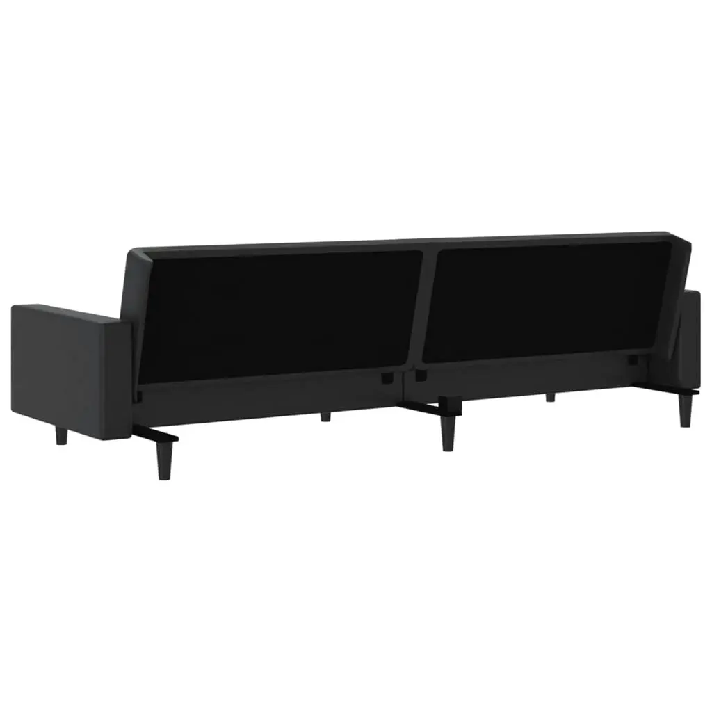 2-Seater Sofa Bed Black Faux Leather 375951