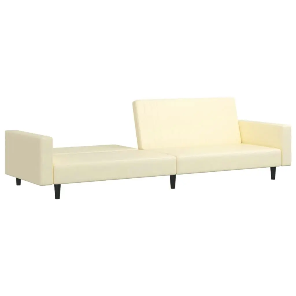 2-Seater Sofa Bed Cream Faux Leather 337668