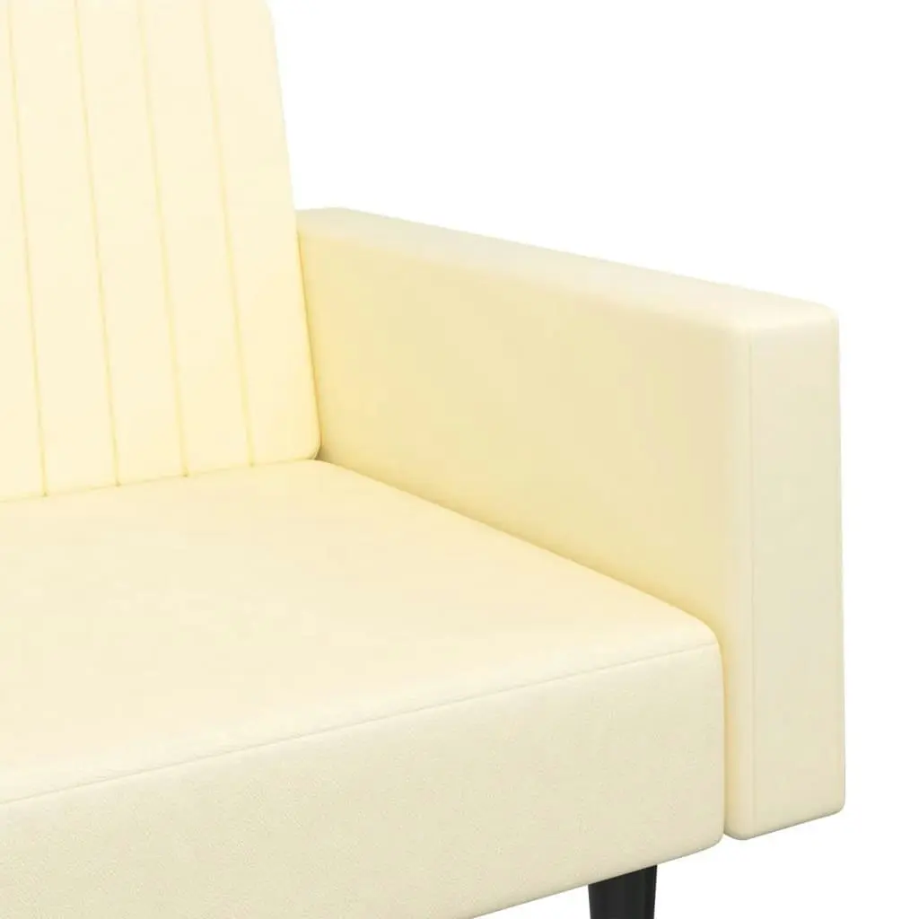 2-Seater Sofa Bed Cream Faux Leather 337668