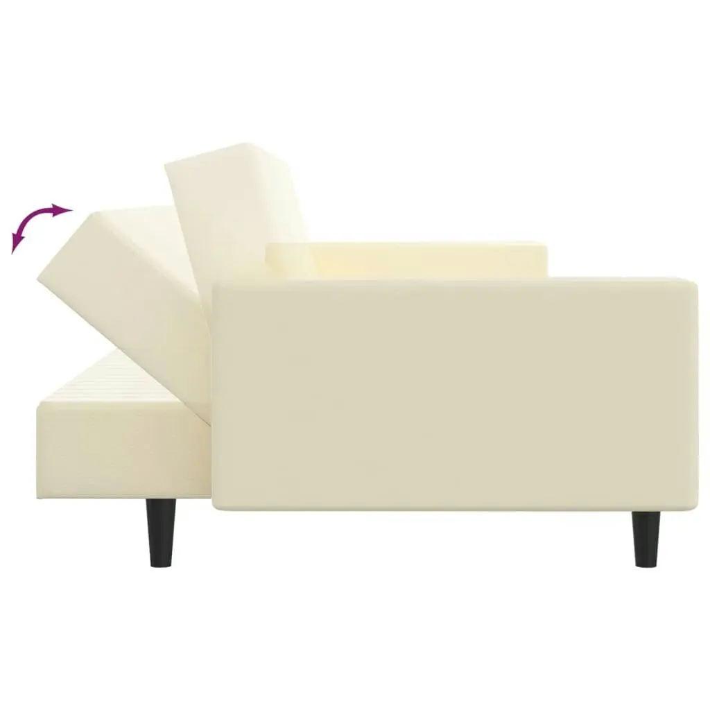 2-Seater Sofa Bed Cream Faux Leather 337668